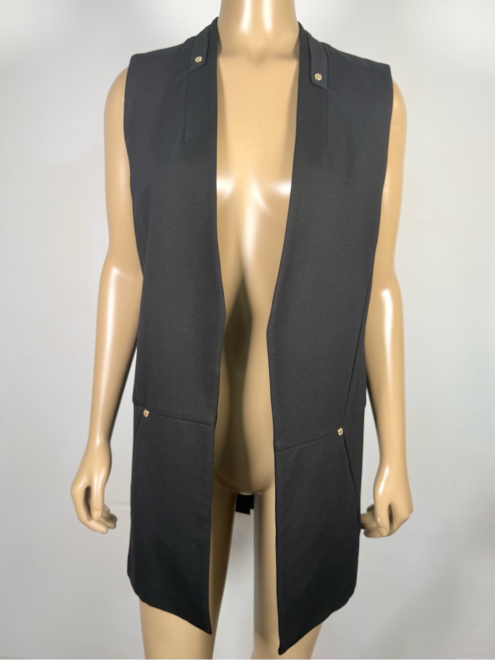 Anne Klein Women’s NWT Size Small Black Sleeveless Long Line Vest Work Separates